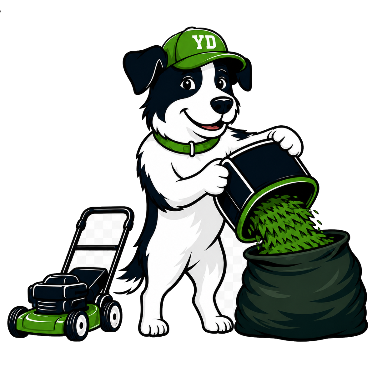 Dog holding bag of yard waste